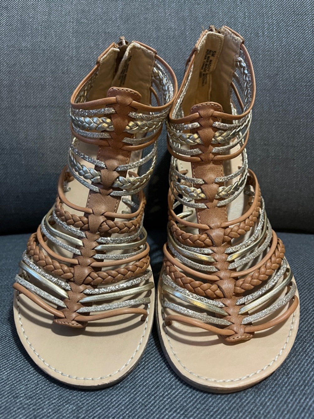 Kelly & Katie Brown and Silver Braided Gladiator Sandals